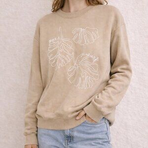 Post Surf Collective Monstera Graphic Oversized Sweatshirt Sand M